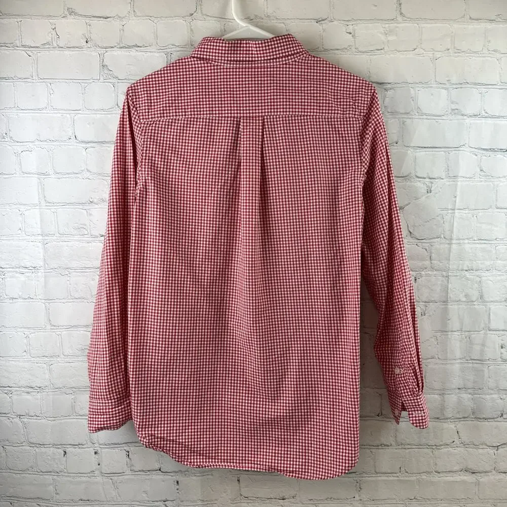 Ralph Lauren Boys 14-16 Red White Gingham Check Long Sleeve Button Down Shirt